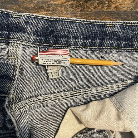 Vintage Pointer Jeans Mens 36x34 Work Heavy Cotton Denim Blue Made in USA - Picture 10 of 16